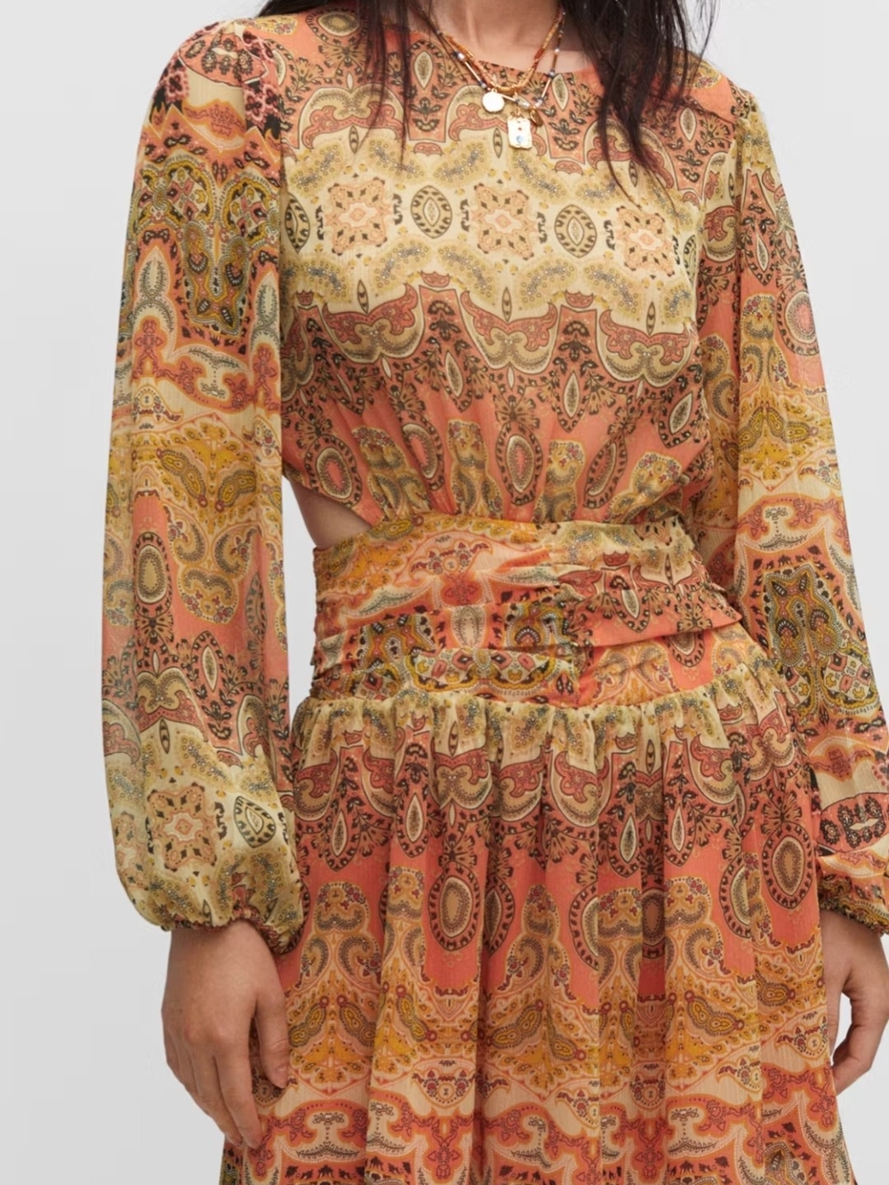 Mango MNG Sheer Paisley Print Boho Dress. Sz XXL. NWT